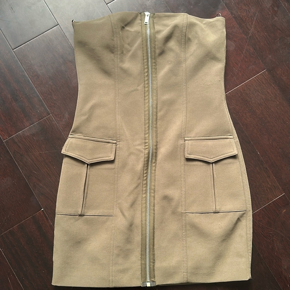 NWT Zara zip front strapless mini dress